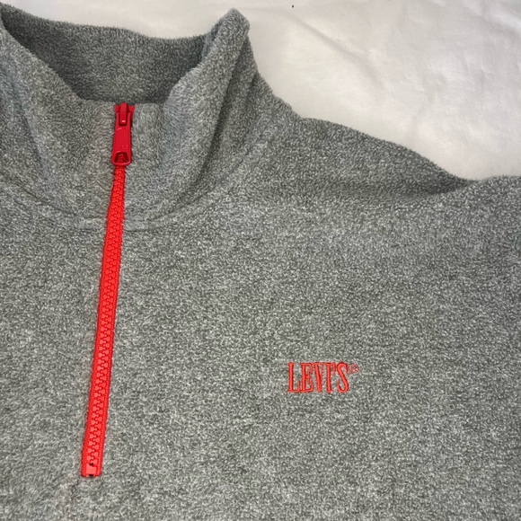 Levi’s trekker quarter zip Levis embroidery grey cropped synch waist size medium - Picture 6 of 10